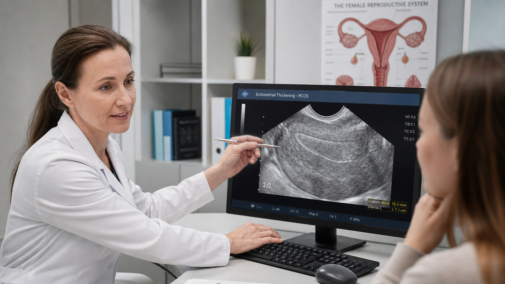 Fotografía editorial referencial generada para Síndrome de ovario poliquístico y riesgo de neoplasia endometrial