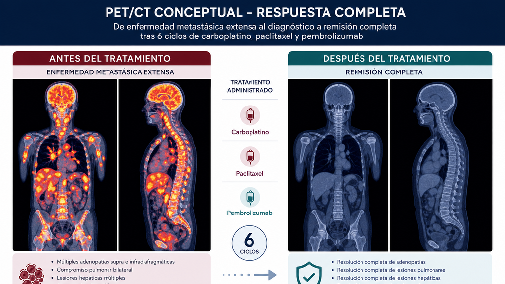 Respuesta completa tras seis ciclos de quimioinmunoterapia